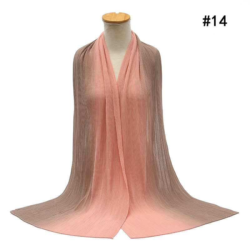 Cross-Border Pleated Pearl Chiffon Hand-Painted Gradient Color Crumpled Closed Toe Scarf Scarf Wholesale One Piece Dropshipping