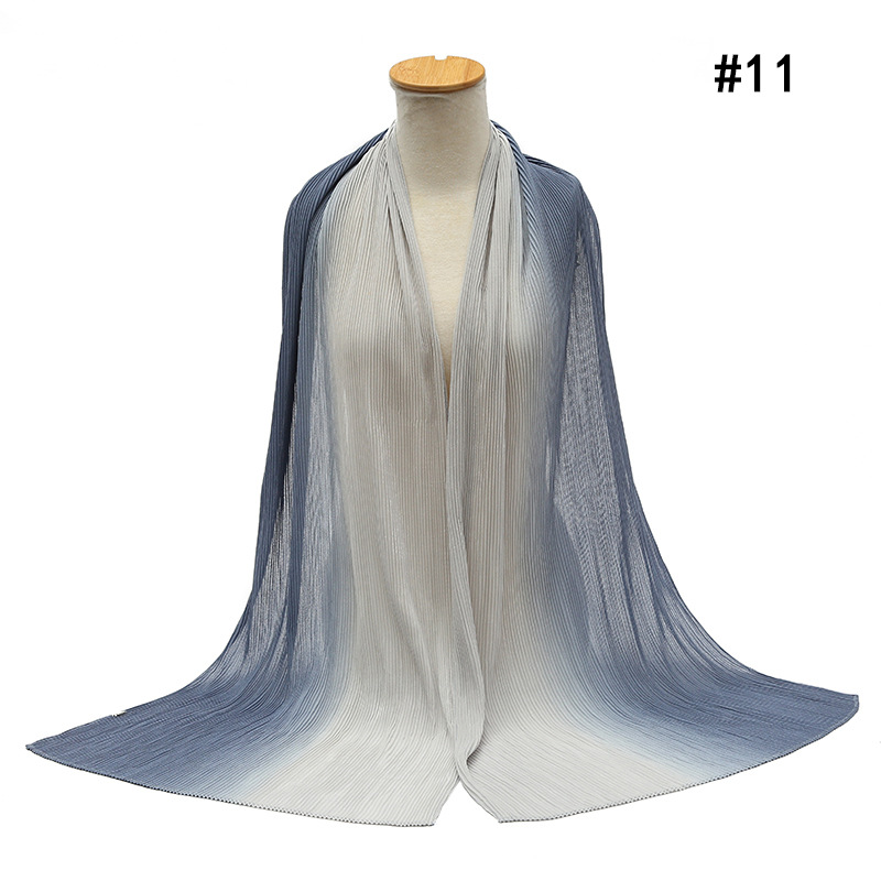 Cross-Border Pleated Pearl Chiffon Hand-Painted Gradient Color Crumpled Closed Toe Scarf Scarf Wholesale One Piece Dropshipping