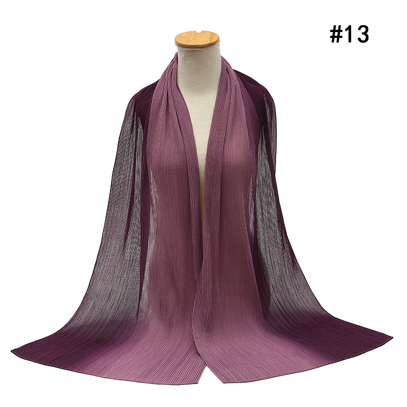 Cross-Border Pleated Pearl Chiffon Hand-Painted Gradient Color Crumpled Closed Toe Scarf Scarf Wholesale One Piece Dropshipping