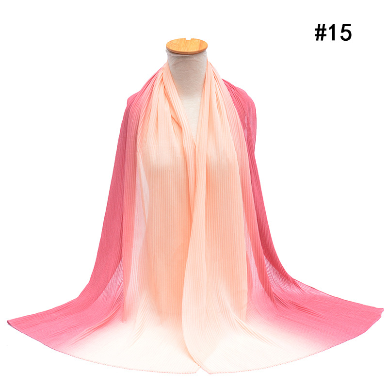Cross-Border Pleated Pearl Chiffon Hand-Painted Gradient Color Crumpled Closed Toe Scarf Scarf Wholesale One Piece Dropshipping