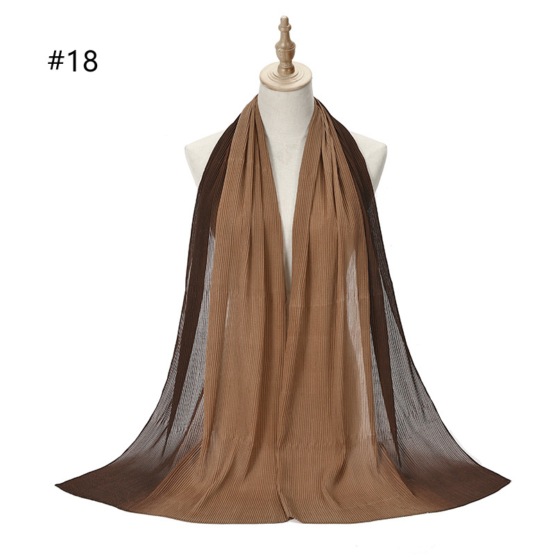 Cross-Border Pleated Pearl Chiffon Hand-Painted Gradient Color Crumpled Closed Toe Scarf Scarf Wholesale One Piece Dropshipping