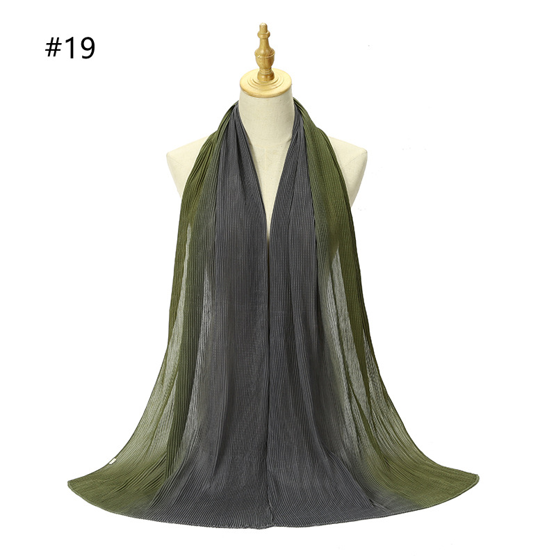 Cross-Border Pleated Pearl Chiffon Hand-Painted Gradient Color Crumpled Closed Toe Scarf Scarf Wholesale One Piece Dropshipping