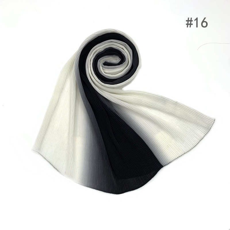 Cross-Border Pleated Pearl Chiffon Hand-Painted Gradient Color Crumpled Closed Toe Scarf Scarf Wholesale One Piece Dropshipping