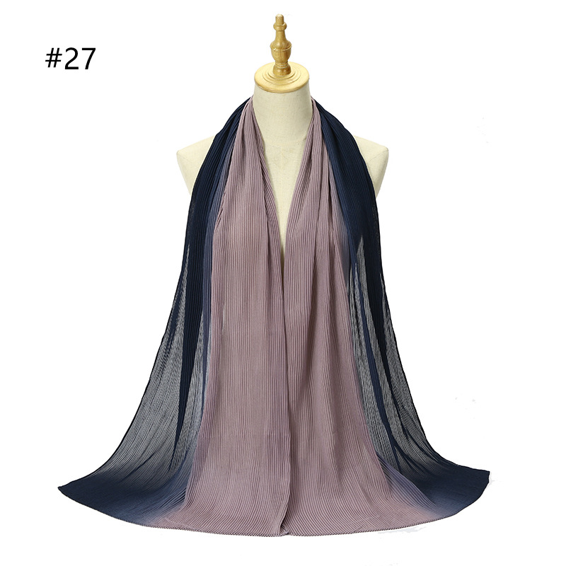 Cross-Border Pleated Pearl Chiffon Hand-Painted Gradient Color Crumpled Closed Toe Scarf Scarf Wholesale One Piece Dropshipping