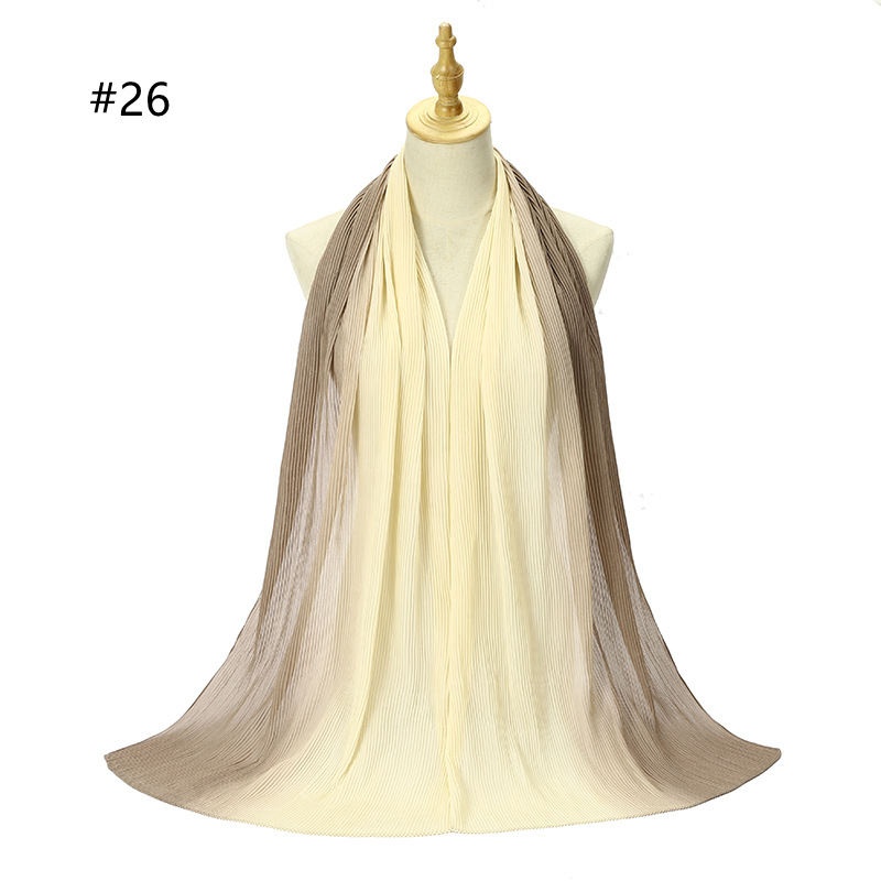 Cross-Border Pleated Pearl Chiffon Hand-Painted Gradient Color Crumpled Closed Toe Scarf Scarf Wholesale One Piece Dropshipping