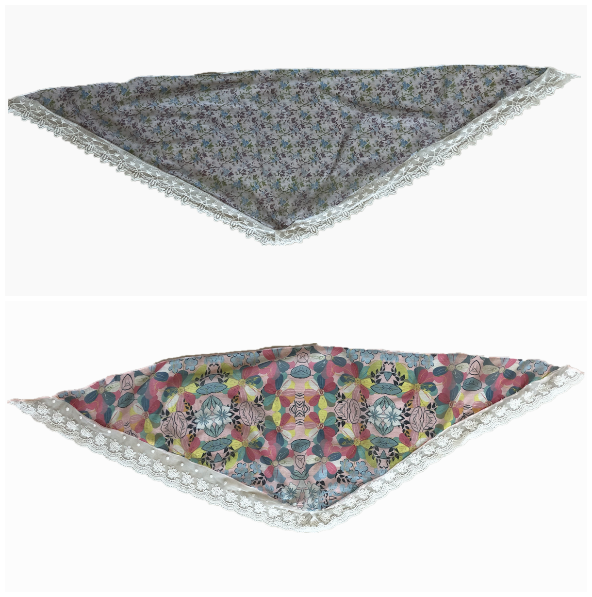 Chiffon printed lace triangle towel is popular in Japan and South Korea in 2020