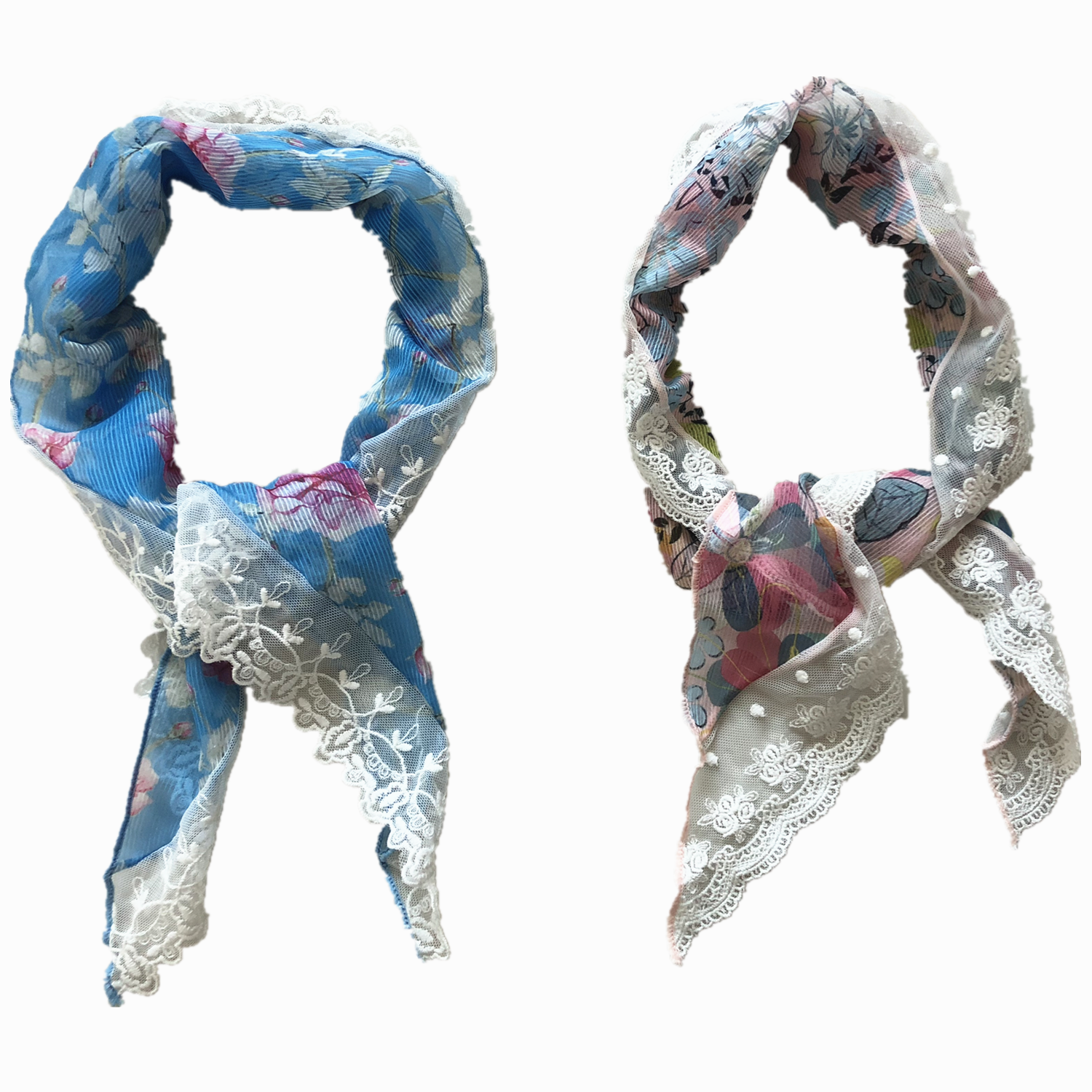 Chiffon printed lace triangle towel is popular in Japan and South Korea in 2020