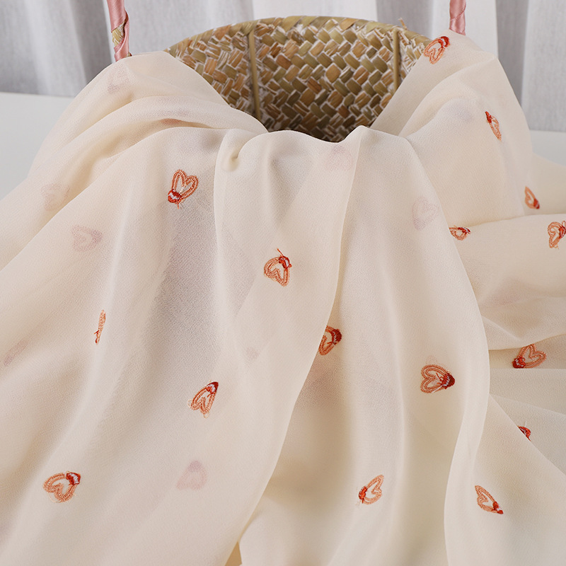 Spring and Summer Women&#039;s Clothing Love Chiffon Embroidered Fabric Full of Flowers Embroidered Cloth Dress Shirt Embroidered Fabric