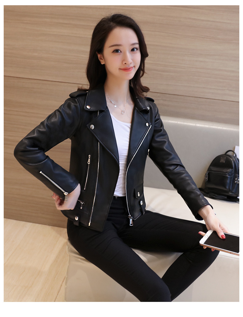 Wholesale Spring and Autumn 2020 New Korean PU leather Ladies short slim-fitting small jacket motorcycle leather jackets Wholesale Spring and Autumn 2020 New Korean PU leather Ladies short slim-fitting small jacket motorcycle leather jackets
