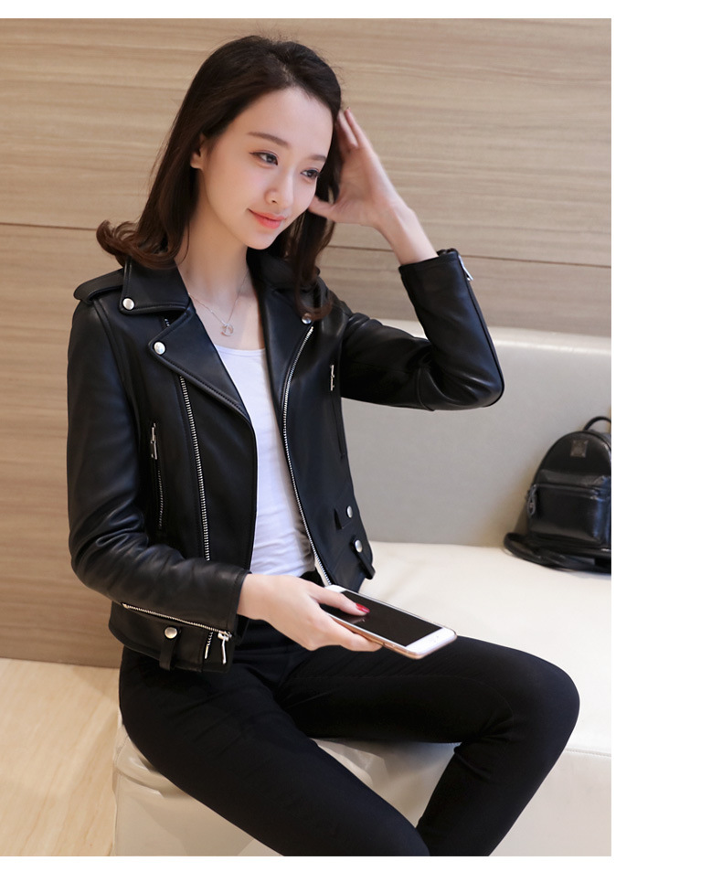Wholesale Spring and Autumn 2020 New Korean PU leather Ladies short slim-fitting small jacket motorcycle leather jackets Wholesale Spring and Autumn 2020 New Korean PU leather Ladies short slim-fitting small jacket motorcycle leather jackets