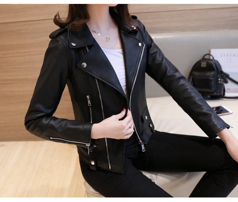 Wholesale Spring and Autumn 2020 New Korean PU leather Ladies short slim-fitting small jacket motorcycle leather jackets Wholesale Spring and Autumn 2020 New Korean PU leather Ladies short slim-fitting small jacket motorcycle leather jackets