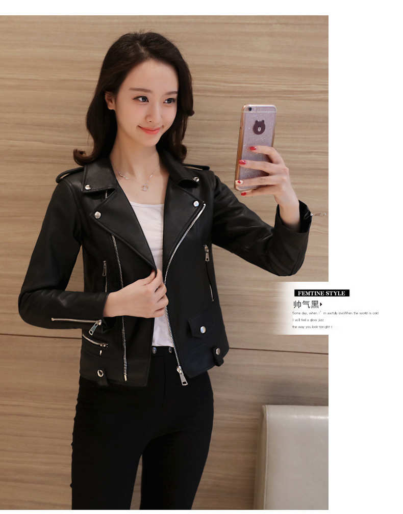Wholesale Spring and Autumn 2020 New Korean PU leather Ladies short slim-fitting small jacket motorcycle leather jackets Wholesale Spring and Autumn 2020 New Korean PU leather Ladies short slim-fitting small jacket motorcycle leather jackets