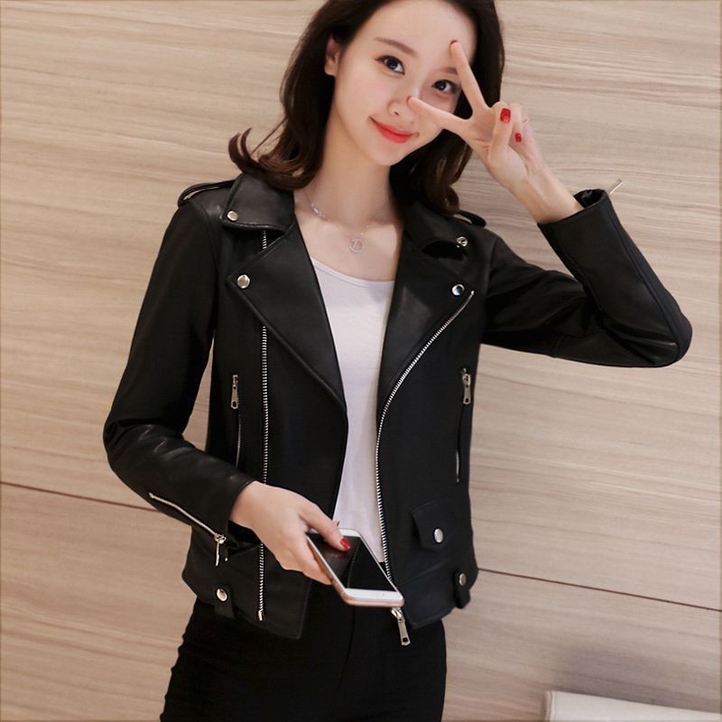 Wholesale Spring and Autumn 2020 New Korean PU leather Ladies short slim-fitting small jacket motorcycle leather jackets Wholesale Spring and Autumn 2020 New Korean PU leather Ladies short slim-fitting small jacket motorcycle leather jackets