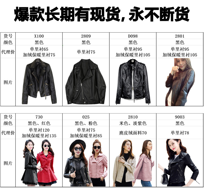 Manufacturer Whole X100 Europe and The United States 2020 Leather Jacket punk Women's Motorcycle's short jackets