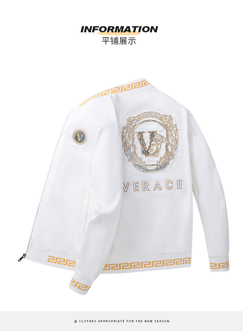 European Station Fall Men's Jackets Stand Collar Embroidery Baseball Uniform National Fashion European and American Leisure Men's Youth Winter Jacket European Station Fall Men's Jackets Stand Collar Embroidery Baseball Uniform National Fashion European and American Leisure Men's Youth Winter Jacket