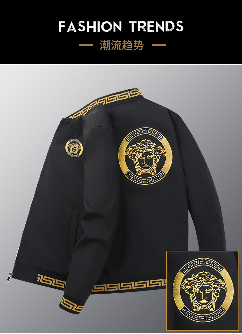 European Station Fall Men's Jackets Stand Collar Embroidery Baseball Uniform National Fashion European and American Leisure Men's Youth Winter Jacket European Station Fall Men's Jackets Stand Collar Embroidery Baseball Uniform National Fashion European and American Leisure Men's Youth Winter Jacket