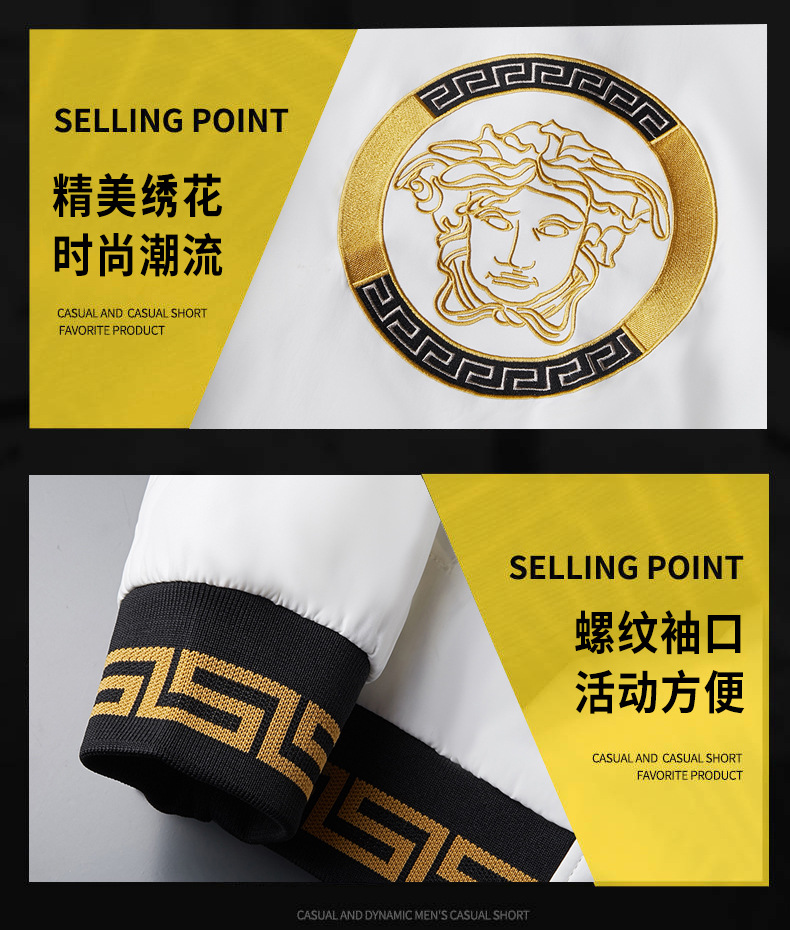 European Station Fall Men's Jackets Stand Collar Embroidery Baseball Uniform National Fashion European and American Leisure Men's Youth Winter Jacket European Station Fall Men's Jackets Stand Collar Embroidery Baseball Uniform National Fashion European and American Leisure Men's Youth Winter Jacket