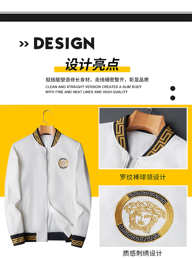 European Station Fall Men's Jackets Stand Collar Embroidery Baseball Uniform National Fashion European and American Leisure Men's Youth Winter Jacket European Station Fall Men's Jackets Stand Collar Embroidery Baseball Uniform National Fashion European and American Leisure Men's Youth Winter Jacket