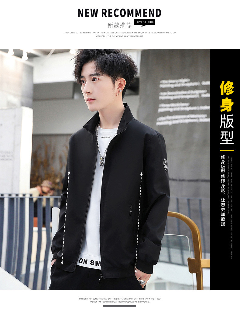 Cross-Border Fall Men's Jackets Casual Korean Style Trendy Stand Collar Jacket Sports Top for Men AliExpress Export Cross-Border Fall Men's Jackets Casual Korean Style Trendy Stand Collar Jacket Sports Top for Men AliExpress Export
