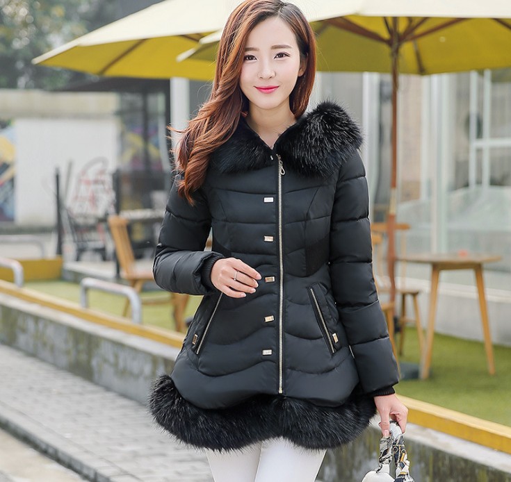 Cotton - padded \&#034;women &#039;s medium and long ladies slimming and thickening plus size down Cotton - padded jackets