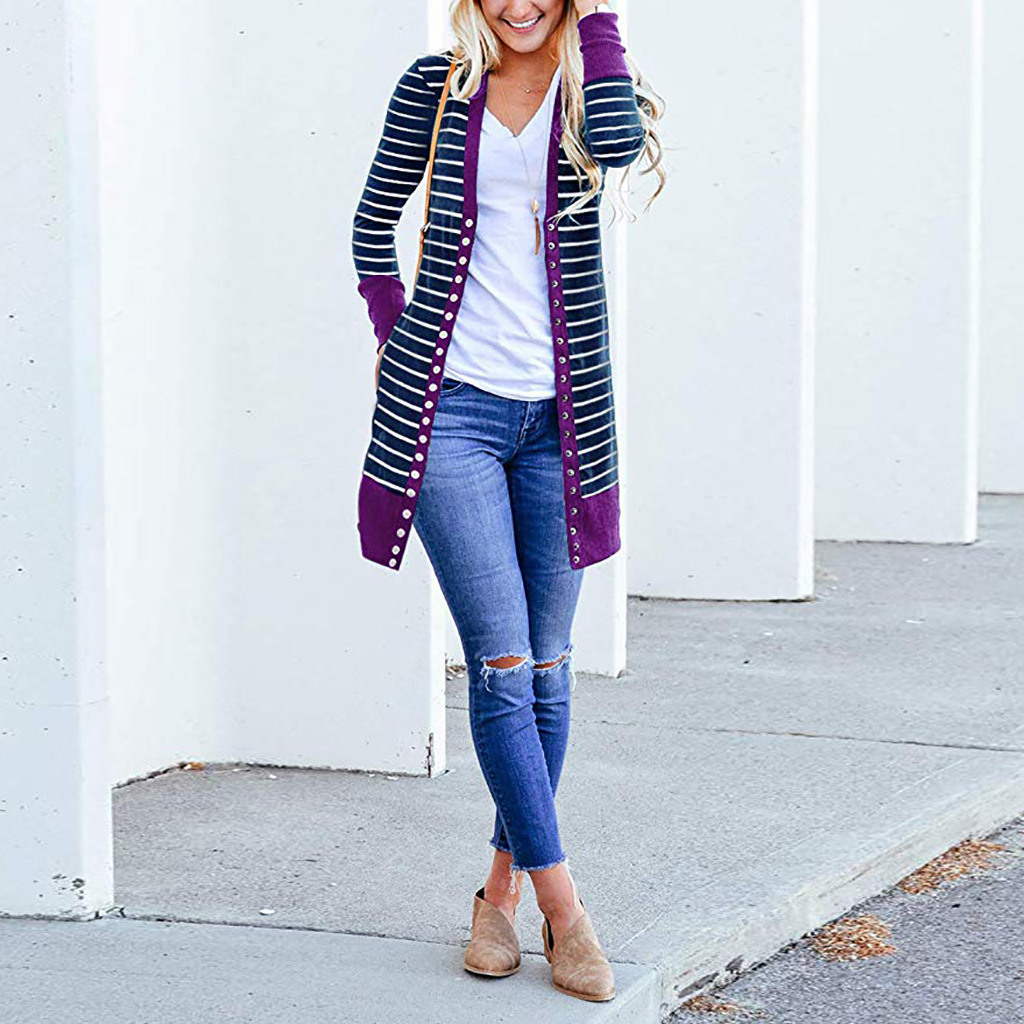 Amazon is selling mid-length, Button-down, striped Cardigan jackets for plus-size women Amazon is selling mid-length, Button-down, striped Cardigan jackets for plus-size women