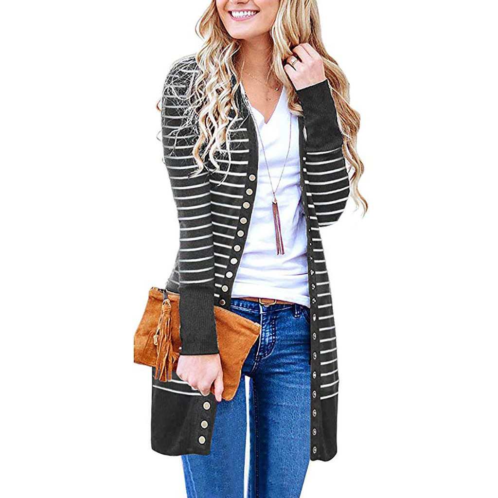 Amazon is selling mid-length, Button-down, striped Cardigan jackets for plus-size women Amazon is selling mid-length, Button-down, striped Cardigan jackets for plus-size women