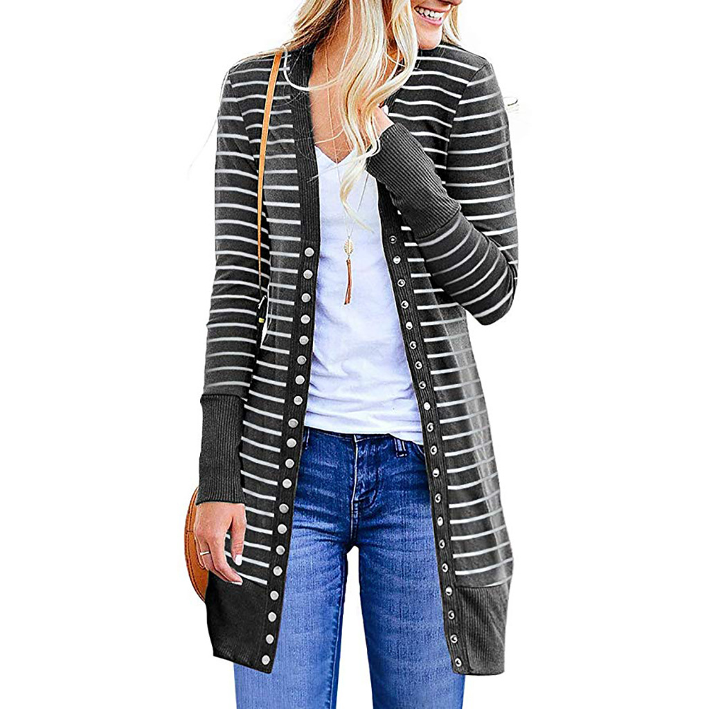 Amazon is selling mid-length, Button-down, striped Cardigan jackets for plus-size women Amazon is selling mid-length, Button-down, striped Cardigan jackets for plus-size women