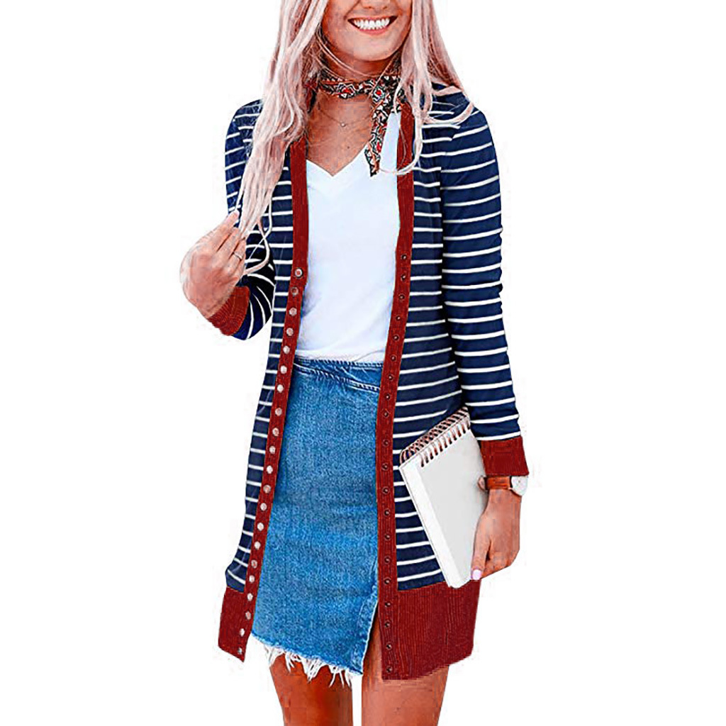 Amazon is selling mid-length, Button-down, striped Cardigan jackets for plus-size women Amazon is selling mid-length, Button-down, striped Cardigan jackets for plus-size women