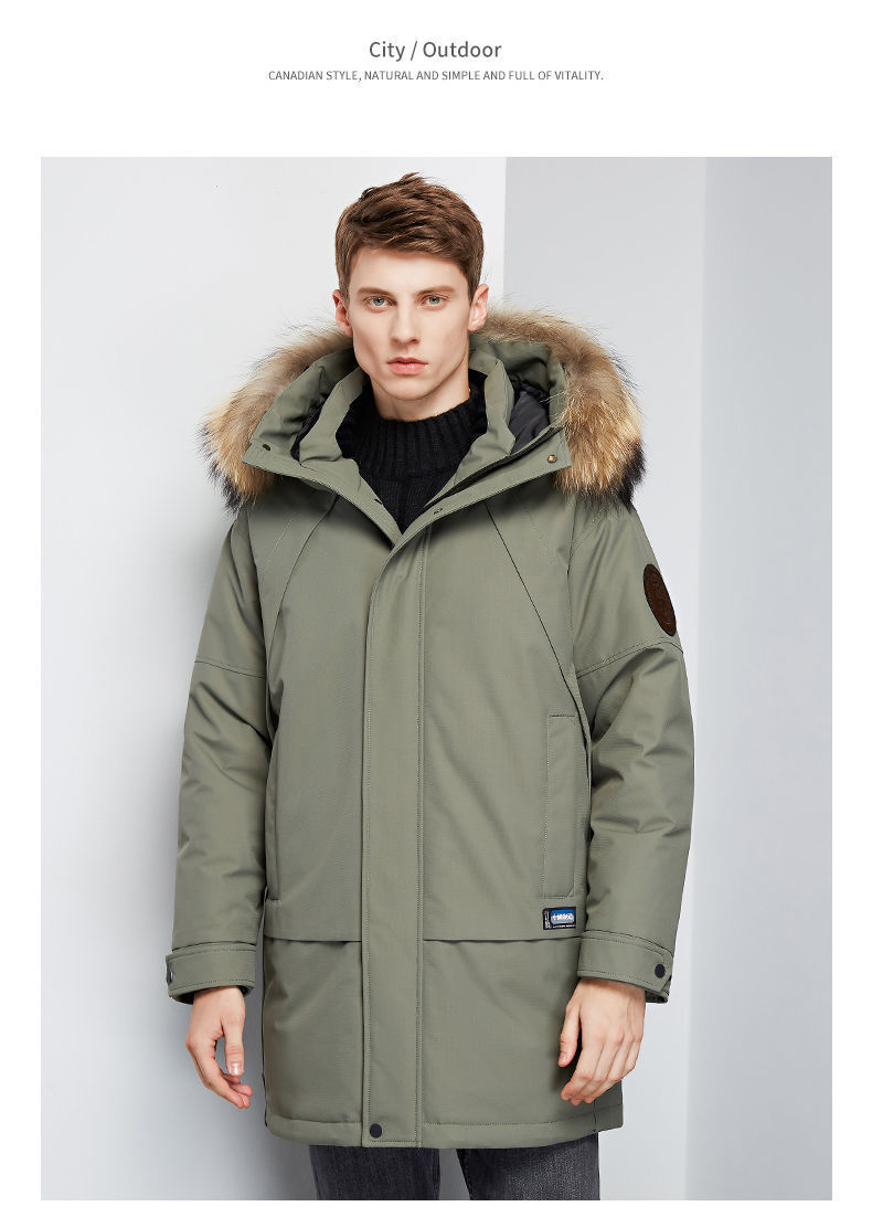 Down Jacket Men's Mid-Length Extremely Cold Big Fur Collar New Thickened Handsome Cold-Proof Winter Men's Jackets Trendy