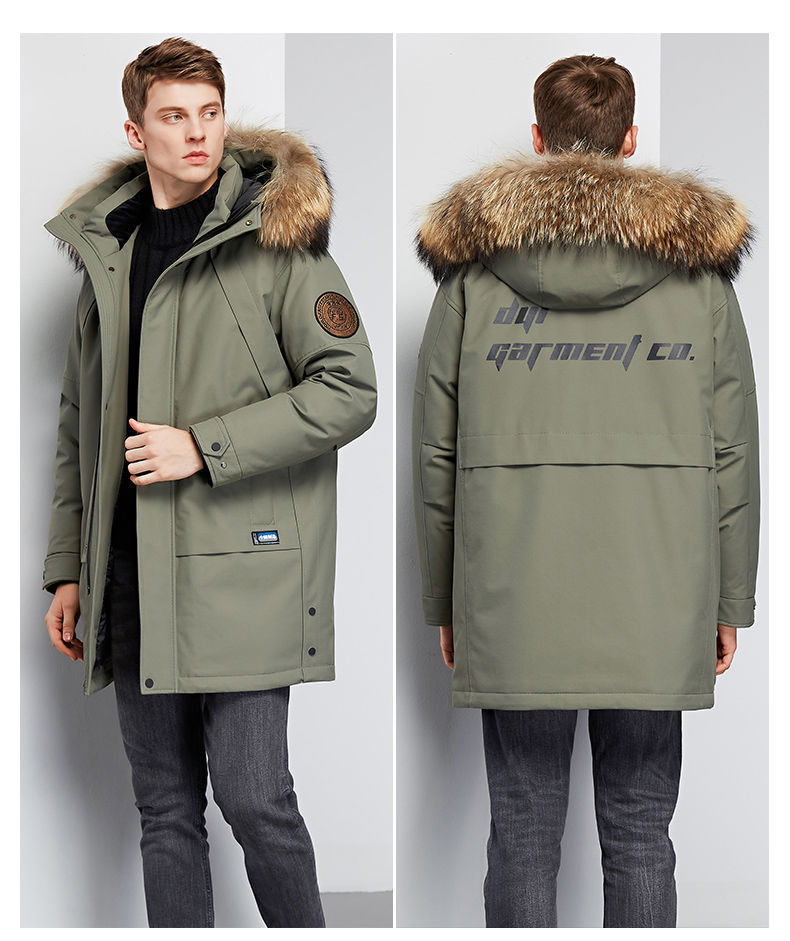 Down Jacket Men's Mid-Length Extremely Cold Big Fur Collar New Thickened Handsome Cold-Proof Winter Men's Jackets Trendy