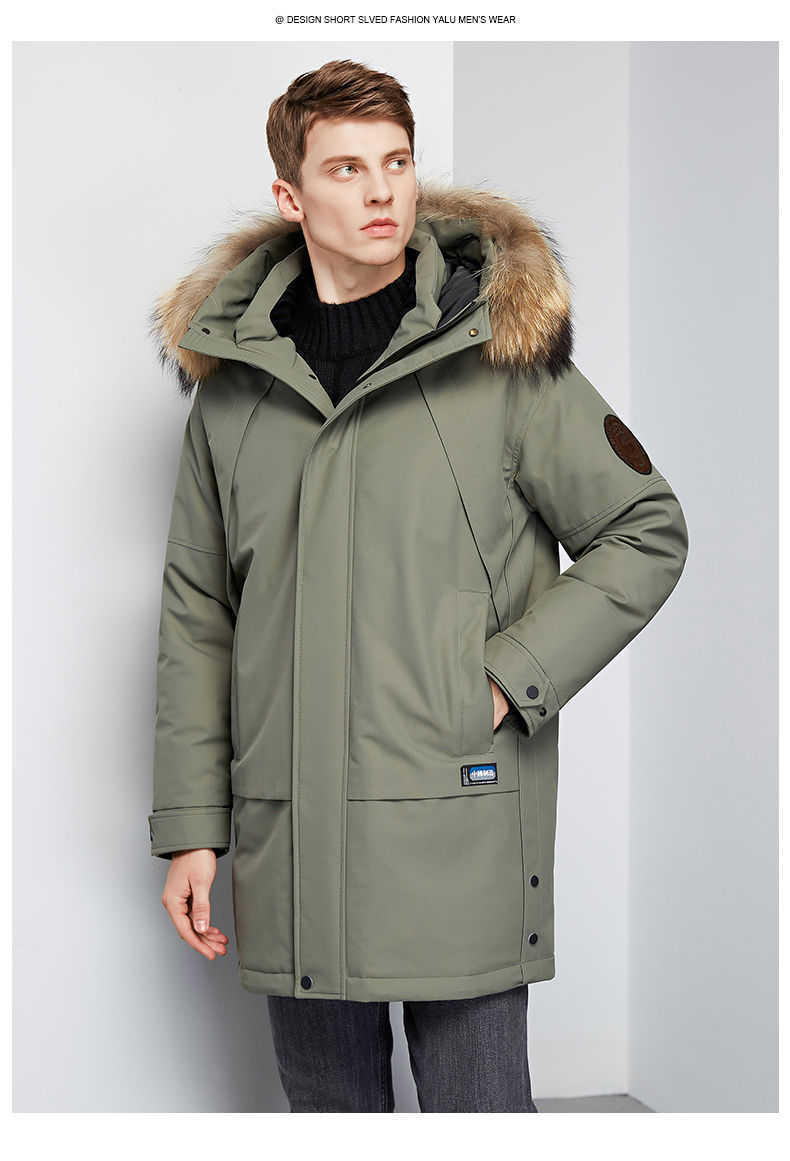 Down Jacket Men's Mid-Length Extremely Cold Big Fur Collar New Thickened Handsome Cold-Proof Winter Men's Jackets Trendy