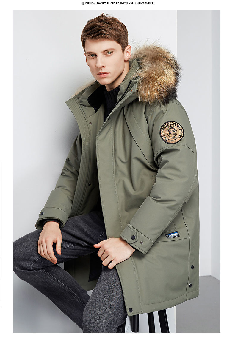Down Jacket Men's Mid-Length Extremely Cold Big Fur Collar New Thickened Handsome Cold-Proof Winter Men's Jackets Trendy