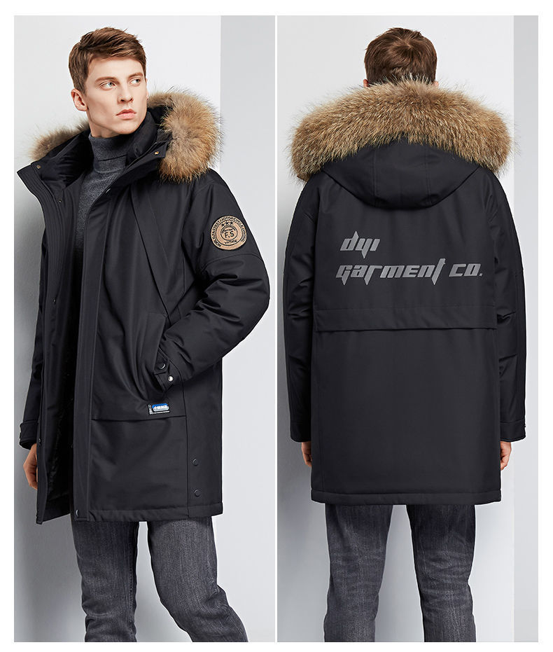 Down Jacket Men's Mid-Length Extremely Cold Big Fur Collar New Thickened Handsome Cold-Proof Winter Men's Jackets Trendy