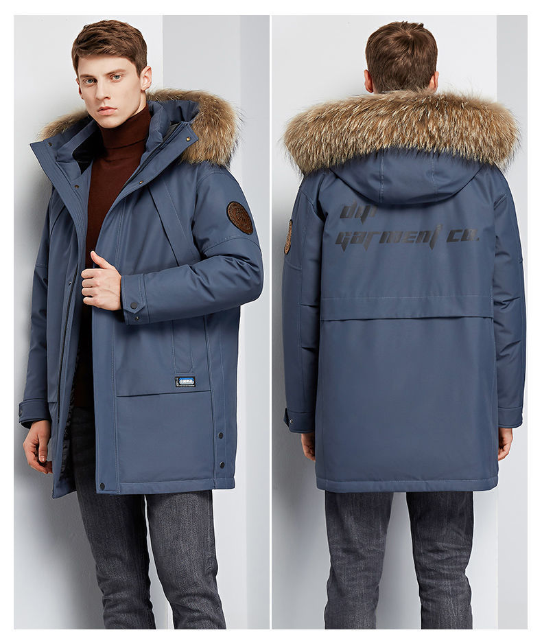 Down Jacket Men's Mid-Length Extremely Cold Big Fur Collar New Thickened Handsome Cold-Proof Winter Men's Jackets Trendy