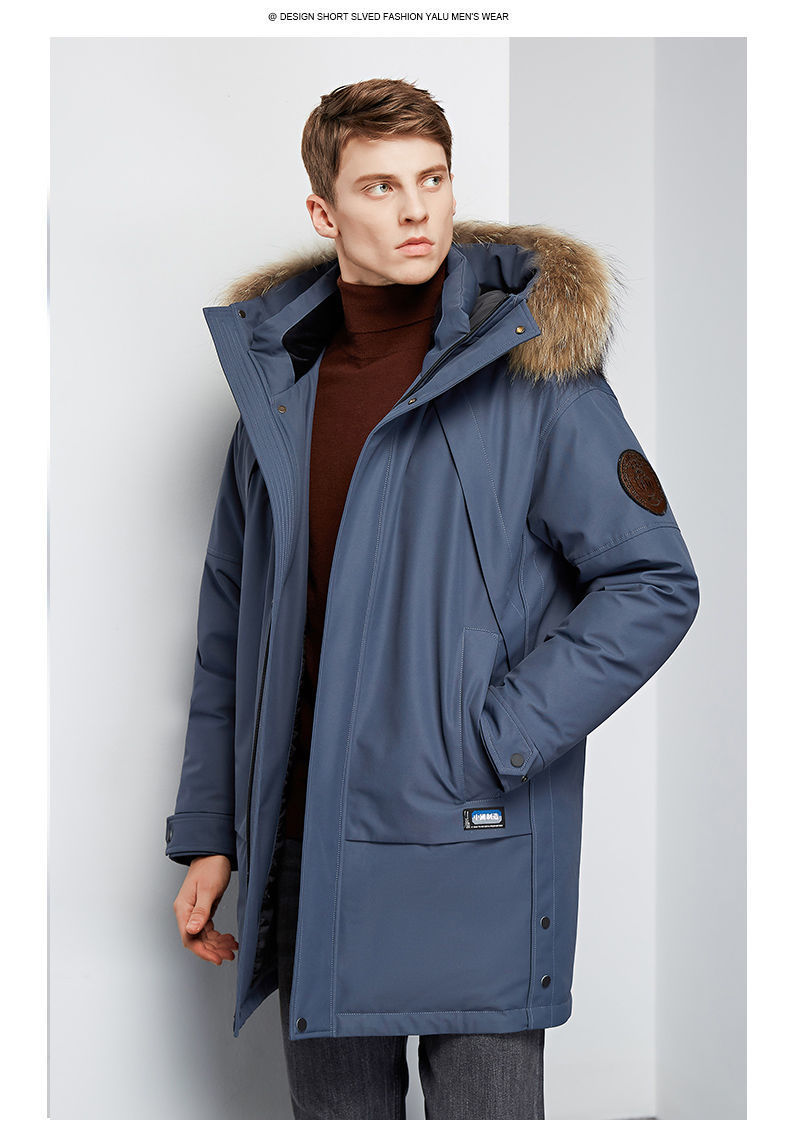 Down Jacket Men's Mid-Length Extremely Cold Big Fur Collar New Thickened Handsome Cold-Proof Winter Men's Jackets Trendy