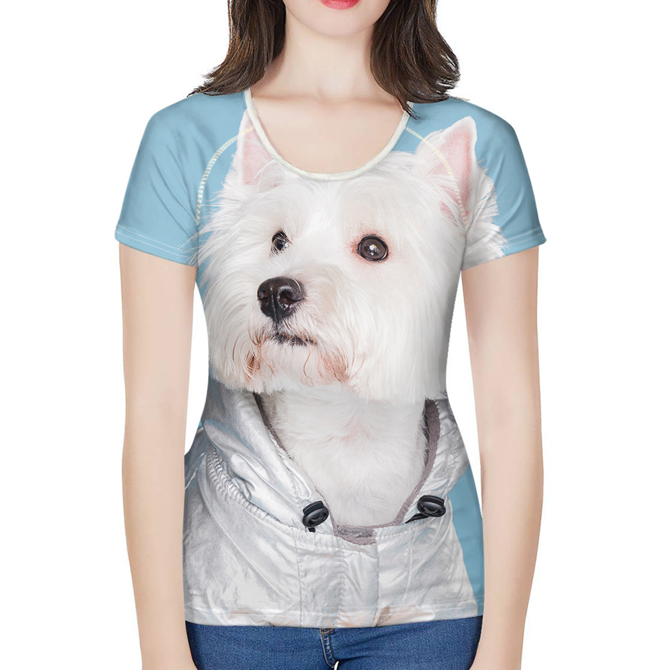 Cross-Border Women&#039;s Short Sleeve T Shirt Customized 3D Animal Print Slim-Fit Women&#039;s Top T-shirt One Piece Dropshipping