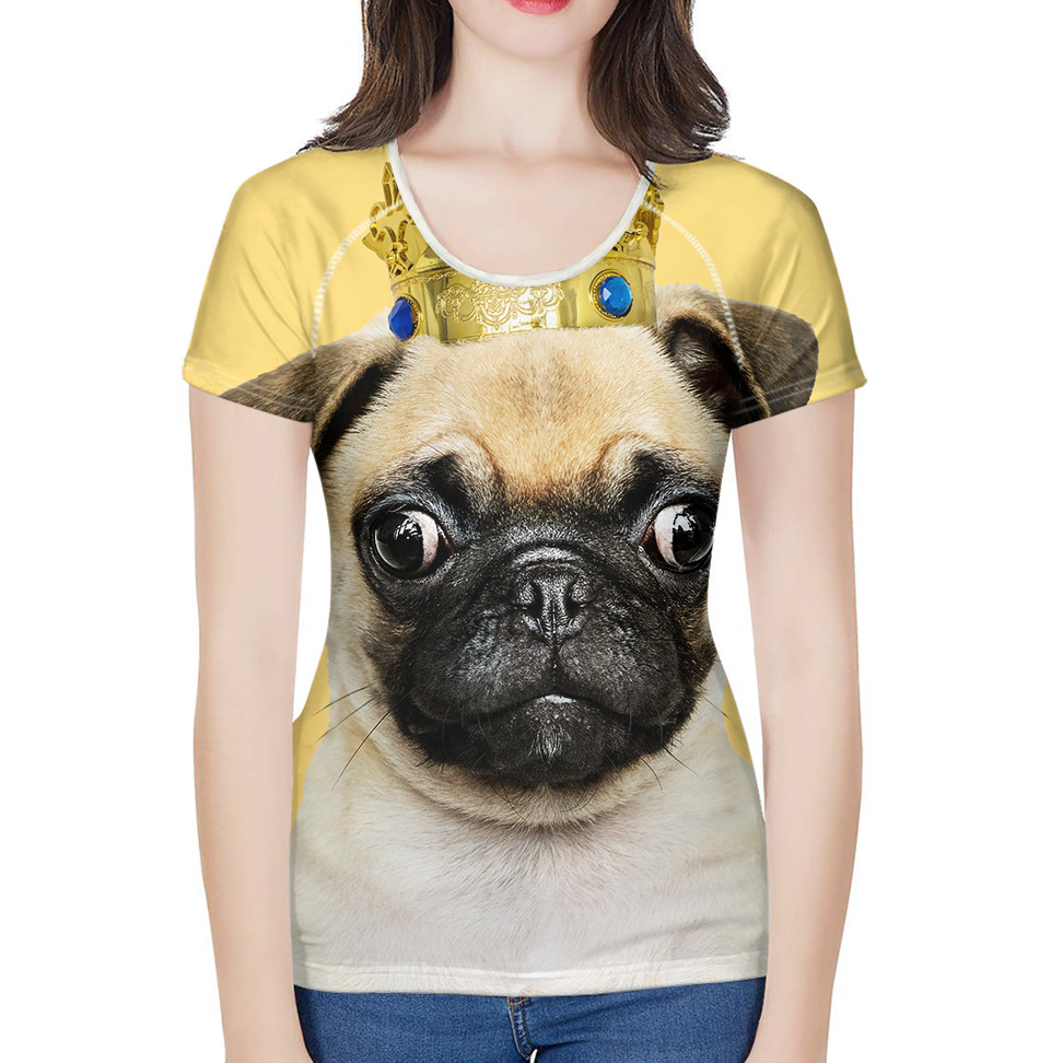Cross-Border Women&#039;s Short Sleeve T Shirt Customized 3D Animal Print Slim-Fit Women&#039;s Top T-shirt One Piece Dropshipping