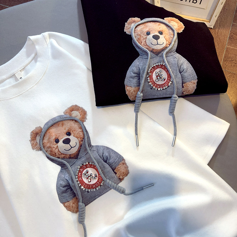 Summer Cartoon Short Sleeve T-shirt Women&#039;s Fashionable All-Match Loose Half Sleeve Student Top Ins Couple Half Sleeve