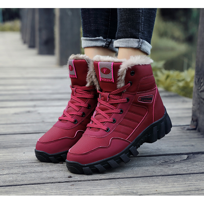 Cross-Border Snow Boots Men's New Fleece-Lined Thickened Martin Boots Large Size High Cotton-Padded Shoes Waterproof Non-Slip Outdoor Climbing Boots