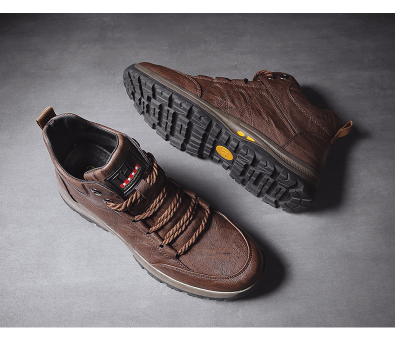 Men's Shoes Cotton-Padded Shoes with Velvet 2020 Winter High-Top Leisure Climbing Trendy Shoes Men's Trendy Wild Leather Shoes Autumn New Men's Shoes Cotton-Padded Shoes with Velvet 2020 Winter High-Top Leisure Climbing Trendy Shoes Men's Trendy Wild Leather Shoes Autumn New