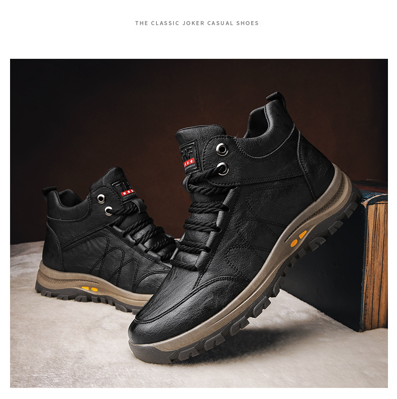 Men's Shoes Cotton-Padded Shoes with Velvet 2020 Winter High-Top Leisure Climbing Trendy Shoes Men's Trendy Wild Leather Shoes Autumn New Men's Shoes Cotton-Padded Shoes with Velvet 2020 Winter High-Top Leisure Climbing Trendy Shoes Men's Trendy Wild Leather Shoes Autumn New