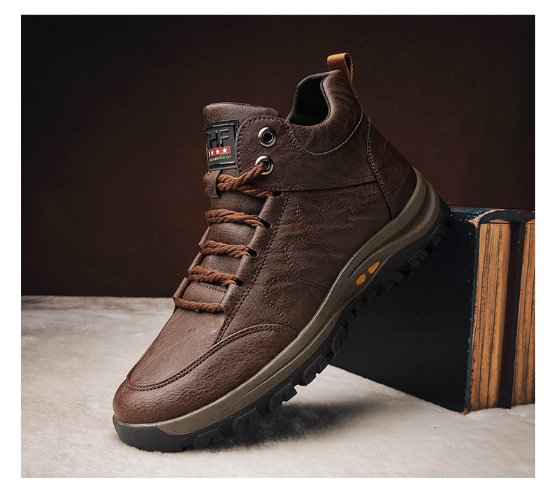 Men's Shoes Cotton-Padded Shoes with Velvet 2020 Winter High-Top Leisure Climbing Trendy Shoes Men's Trendy Wild Leather Shoes Autumn New Men's Shoes Cotton-Padded Shoes with Velvet 2020 Winter High-Top Leisure Climbing Trendy Shoes Men's Trendy Wild Leather Shoes Autumn New