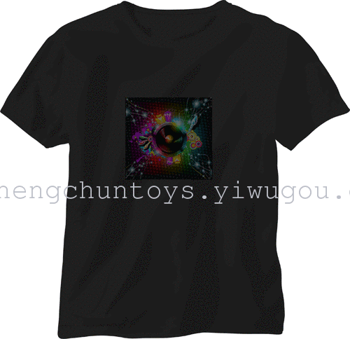 EL Flash t shirt light emitting t-shirt music voice-activated t-light clothes cold tablets