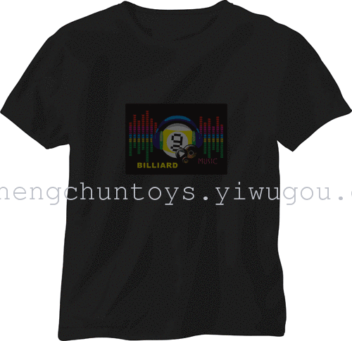 EL Flash t shirt light emitting t-shirt music voice-activated t-light clothes cold tablets
