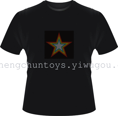EL Flash t shirt light emitting t-shirt music voice-activated t-light clothes cold tablets