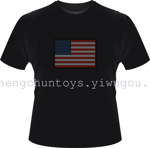 EL Flash t shirt light emitting t-shirt music voice-activated t-light clothes cold tablets