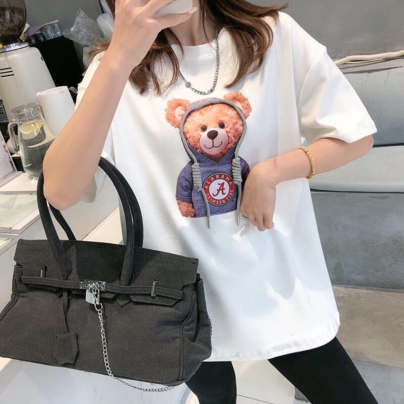 Summer Cartoon Short Sleeve T-shirt Women&#039;s Fashionable All-Match Loose Half Sleeve Student Top Ins Couple Half Sleeve