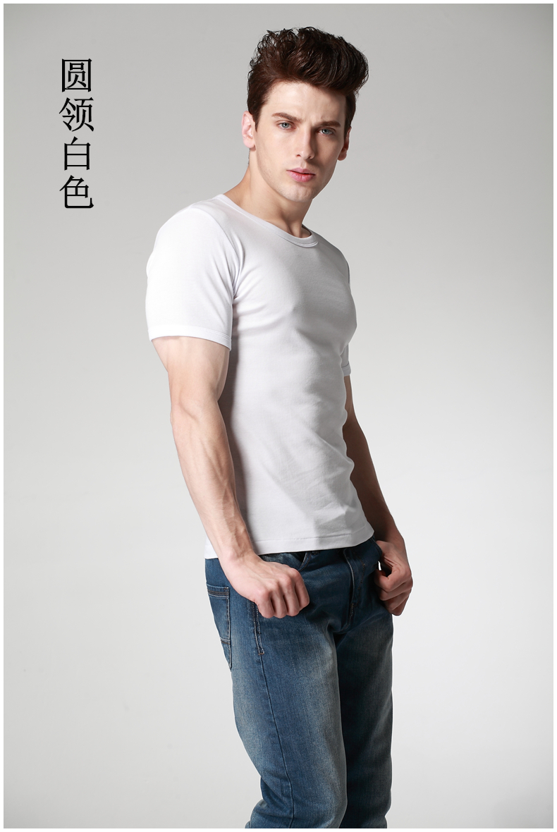 Men's Short-Sleeved Close-Fitting round Neck V-neck Solid Color Spring and Summer Pure Cotton Undershirt Comfortable Bottoming Shirt Vest Trendy T-shirt Men's Short-Sleeved Close-Fitting round Neck V-neck Solid Color Spring and Summer Pure Cotton Undershirt Comfortable Bottoming Shirt Vest Trendy T-shirt