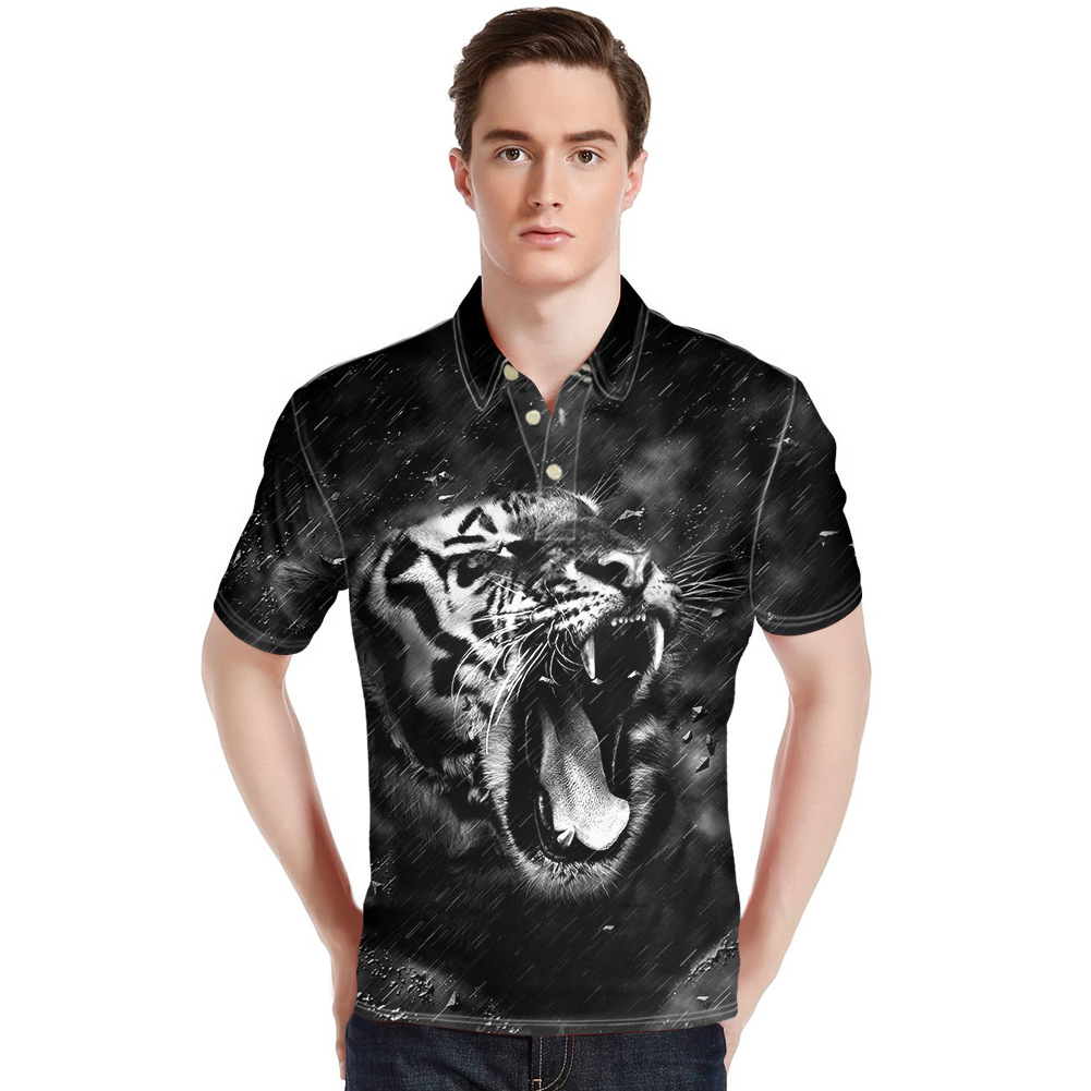 Beast Painting Custom Pattern Men's Shirt Short Polo Shirt Sports Lapel T-shirt One Piece Dropshipping Cross-Border Beast Painting Custom Pattern Men's Shirt Short Polo Shirt Sports Lapel T-shirt One Piece Dropshipping Cross-Border