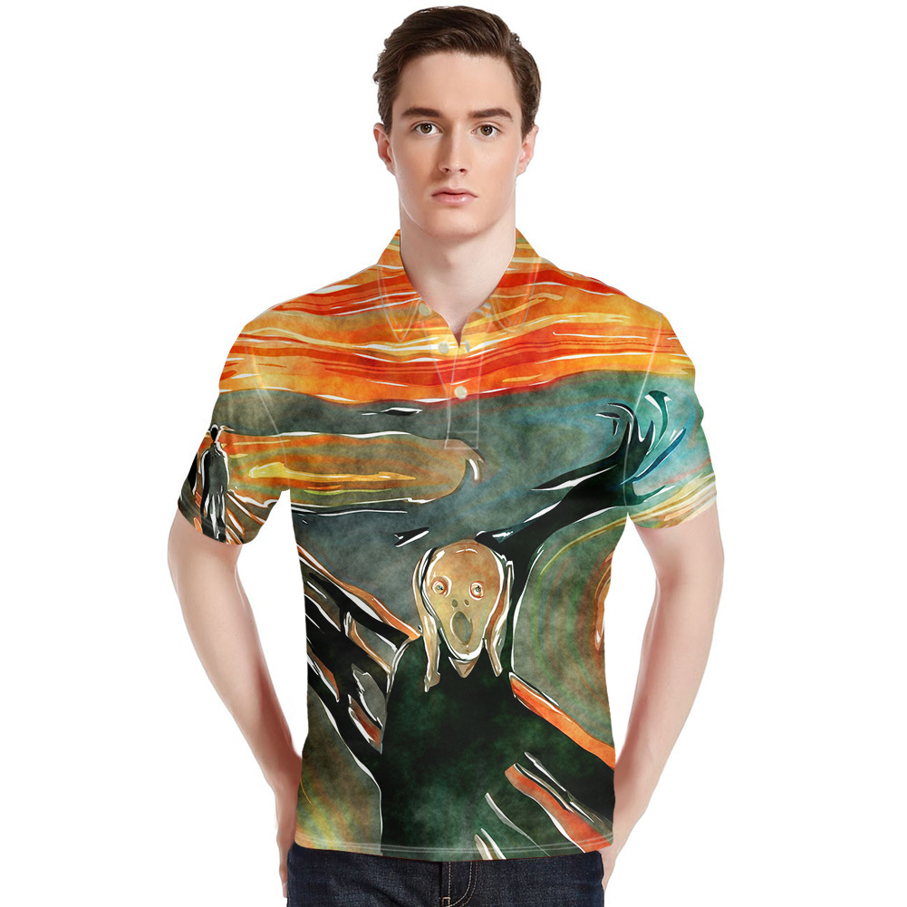 Beast Painting Custom Pattern Men's Shirt Short Polo Shirt Sports Lapel T-shirt One Piece Dropshipping Cross-Border Beast Painting Custom Pattern Men's Shirt Short Polo Shirt Sports Lapel T-shirt One Piece Dropshipping Cross-Border